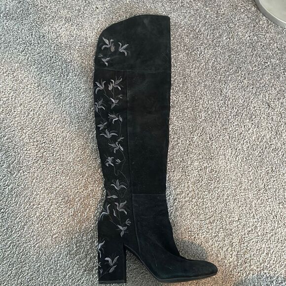 Kenneth Cole embroidered high black boot - Picture 1 of 4
